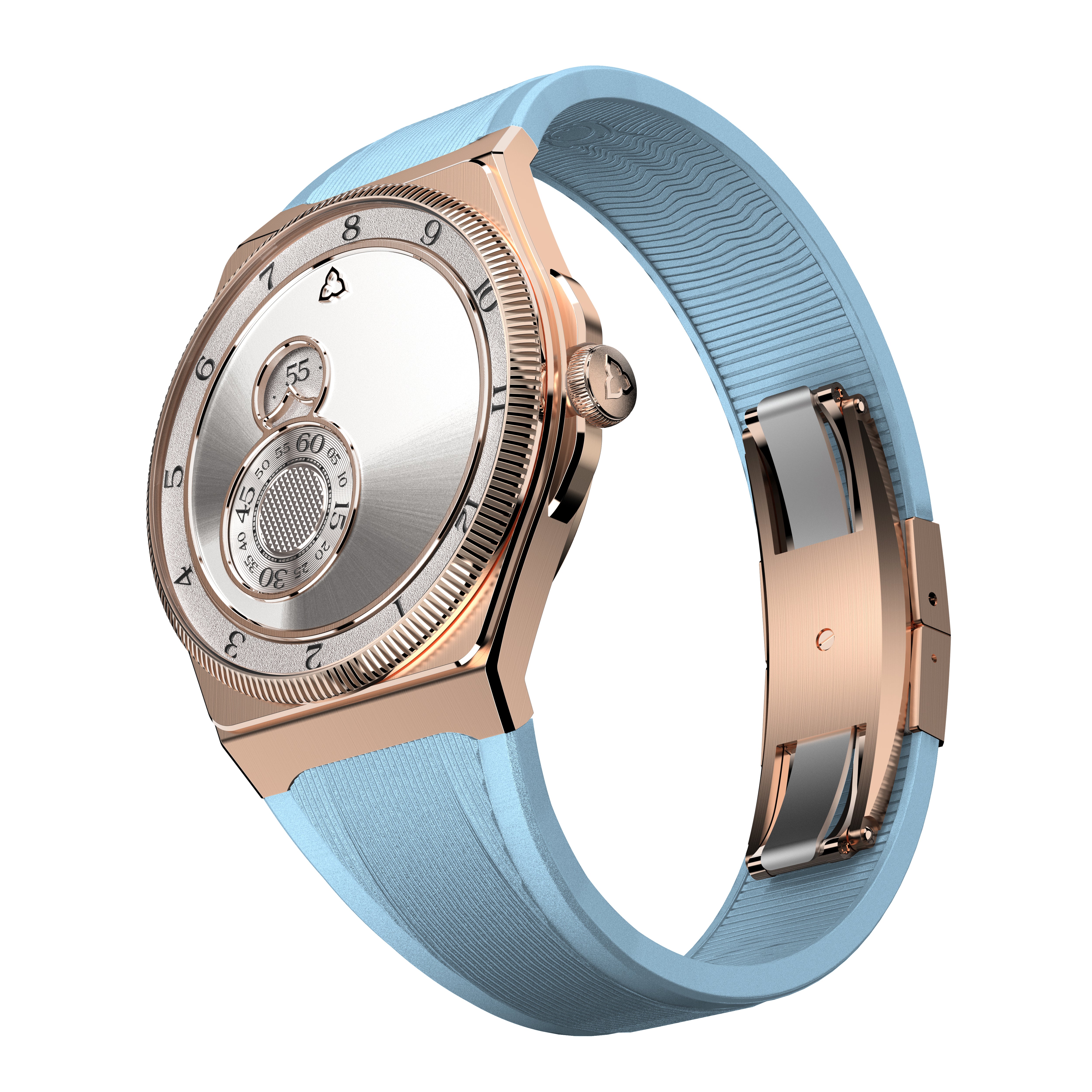 trente-deux sunray silver trilobe rose gold case