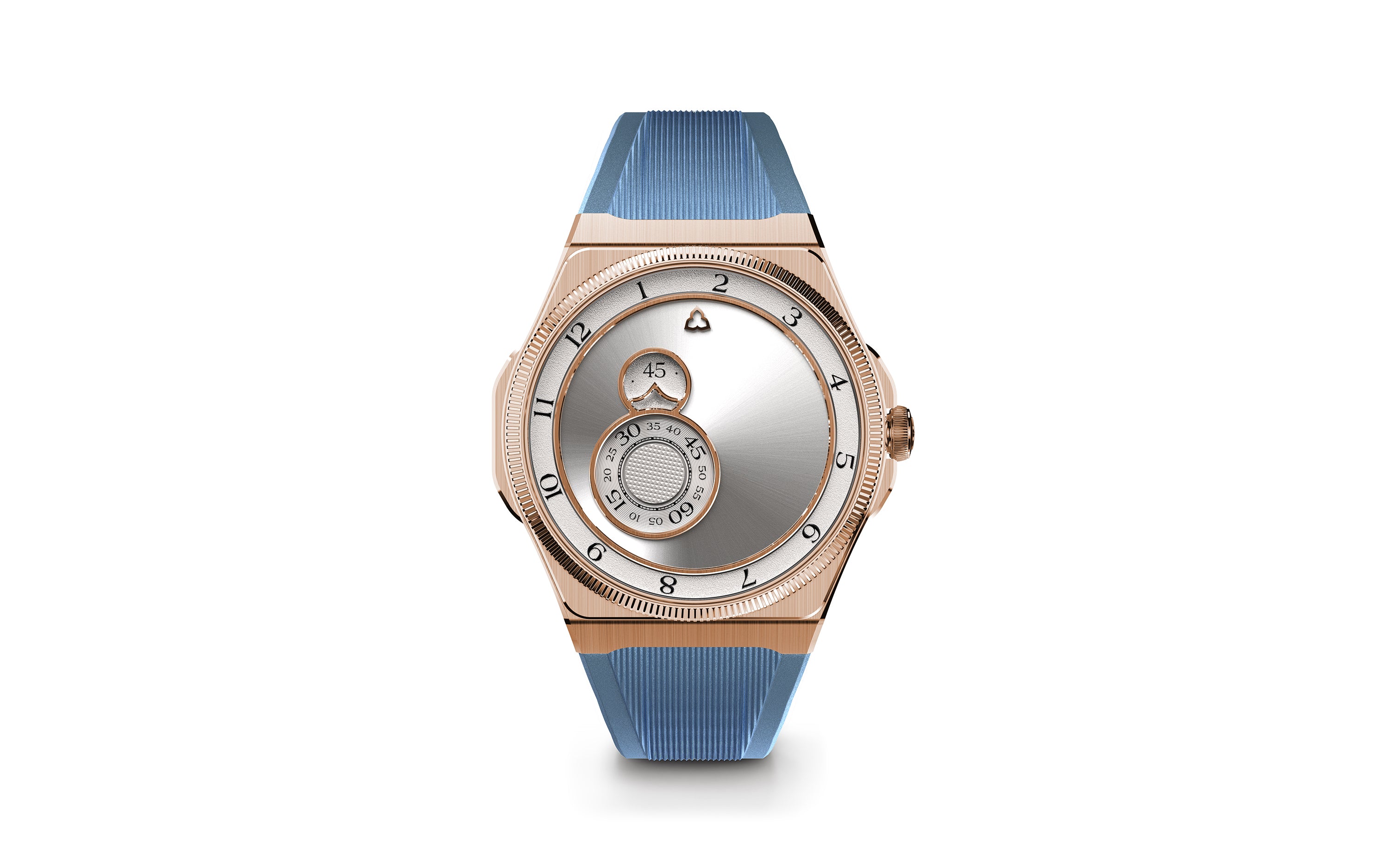 trente-deux sunray silver trilobe rose gold case