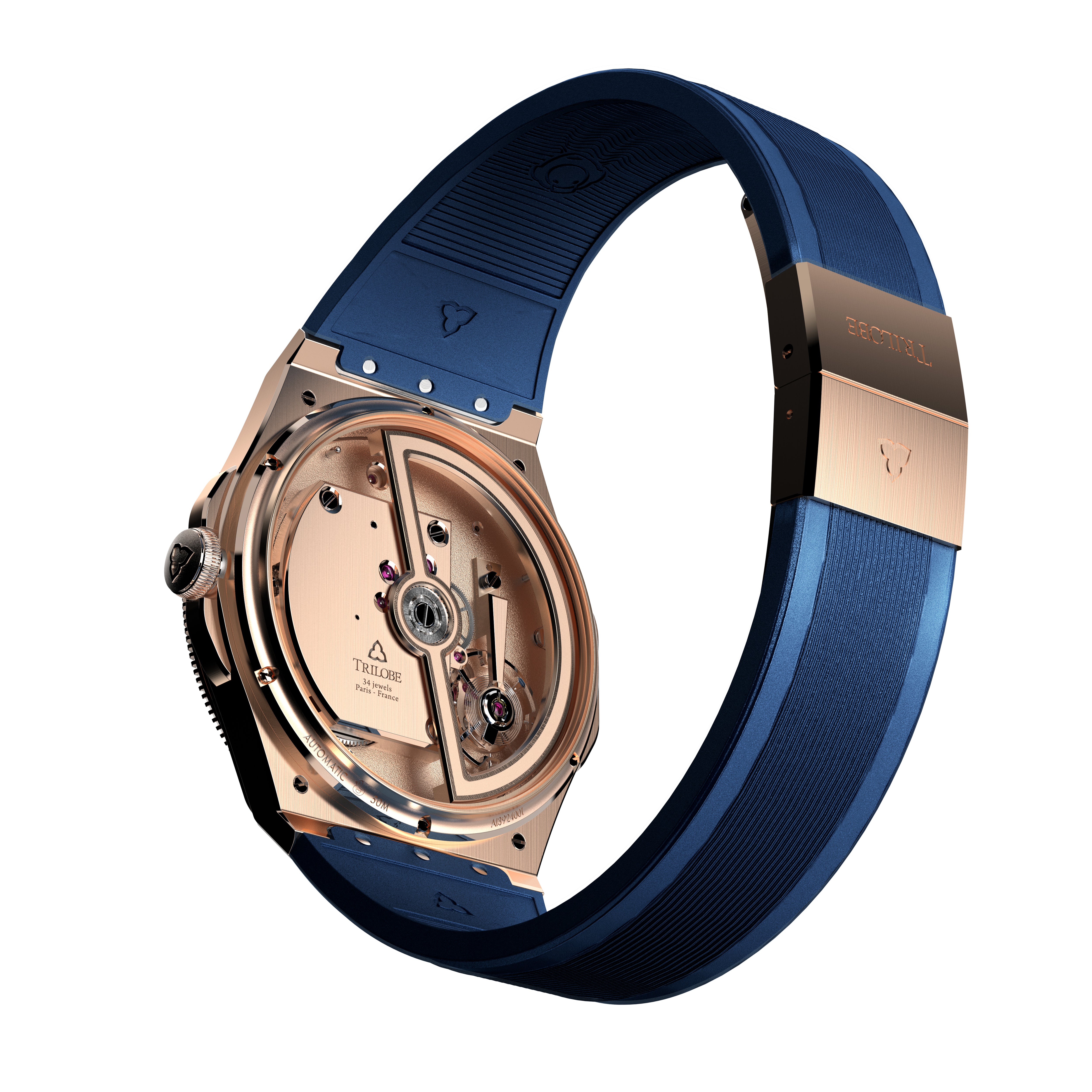 trente-deux sunray blue rose gold case